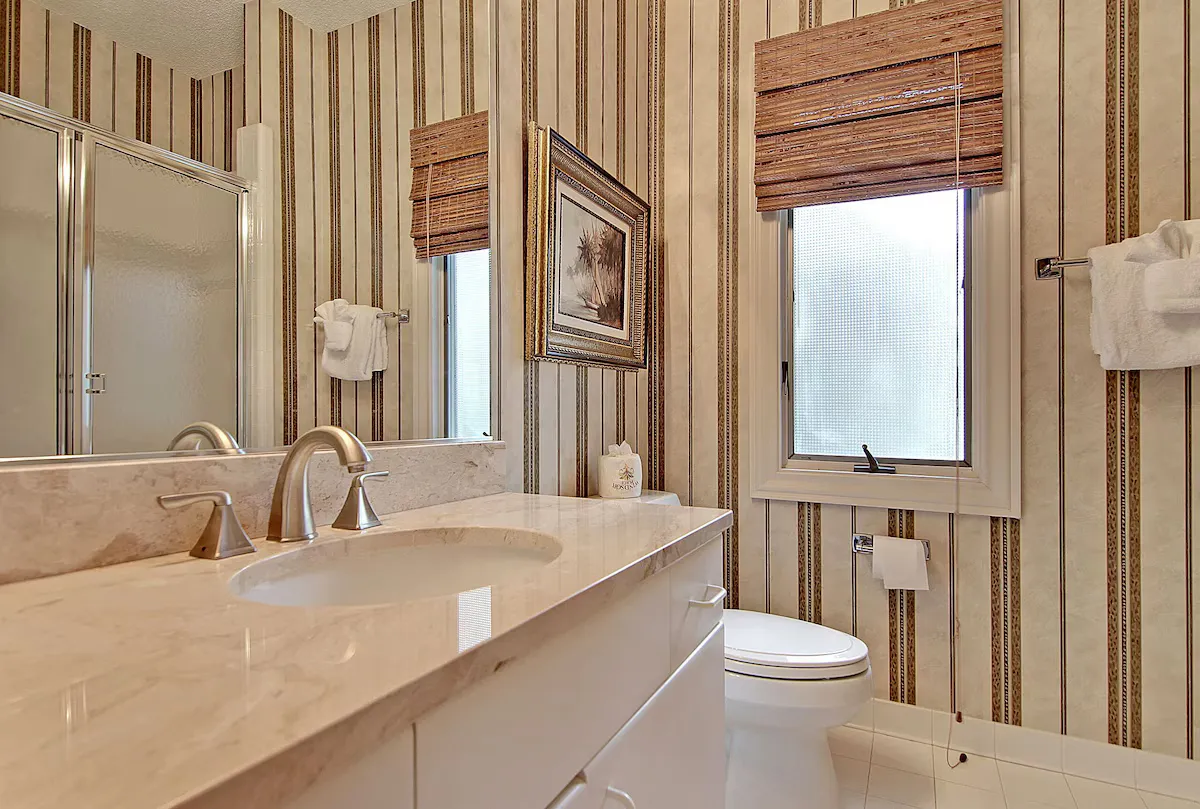 Guest bath, marble vanity